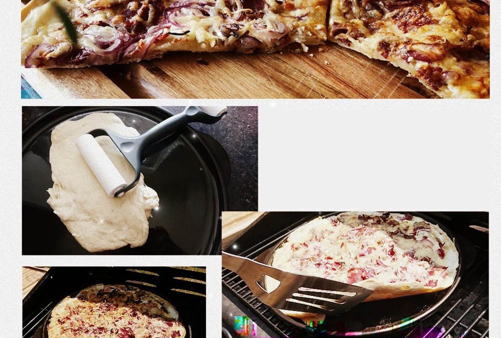 Flammkuchen auf dem Grillstein